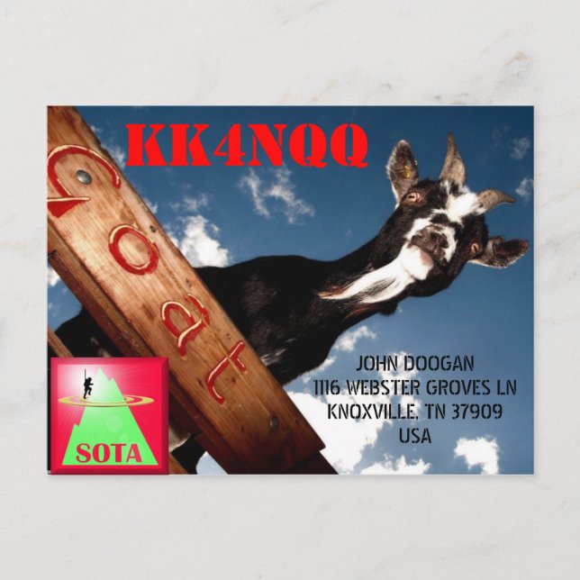 POSTAL CARTÃO DE KK4NQQ QSL (Frente)