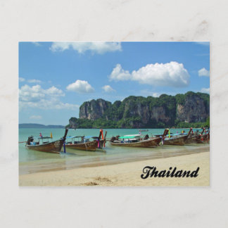 Postal Cartão de Krabi Tailândia dos barcos de Longtail