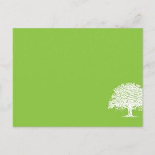 Postal Cartão de Local de Casamento Verde/Branco Árvore d
