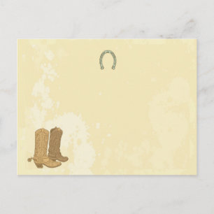 Postal Cartão de Local Escrevível De Casamento De Cowboy