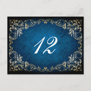 Postal cartão de lugar da mesa de casamento russo "azul-m