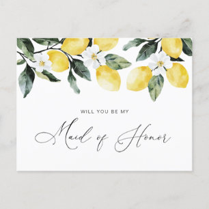Postal cartão de Madrinha de casamento floral de limões d