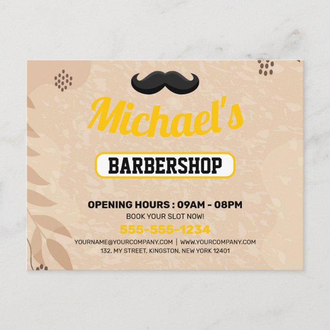 Postal Cartão de marketing da Barbearia Boho (Frente)