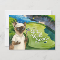 Cartão de Melhoras de Golfe para amantes de gatos