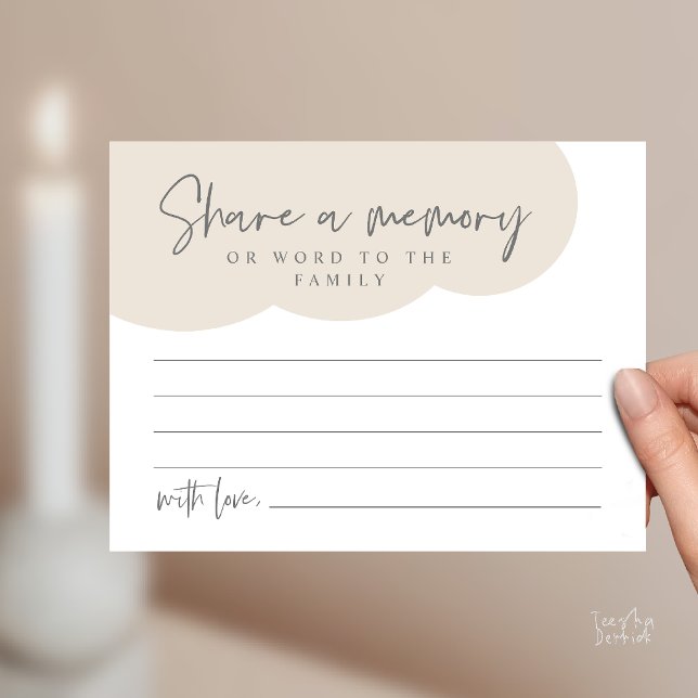 Postal Cartão de Memória de Serviço Funerário, Compartilh (Funeral Service, Share a memory Memorial, word to family Card in grey cream)