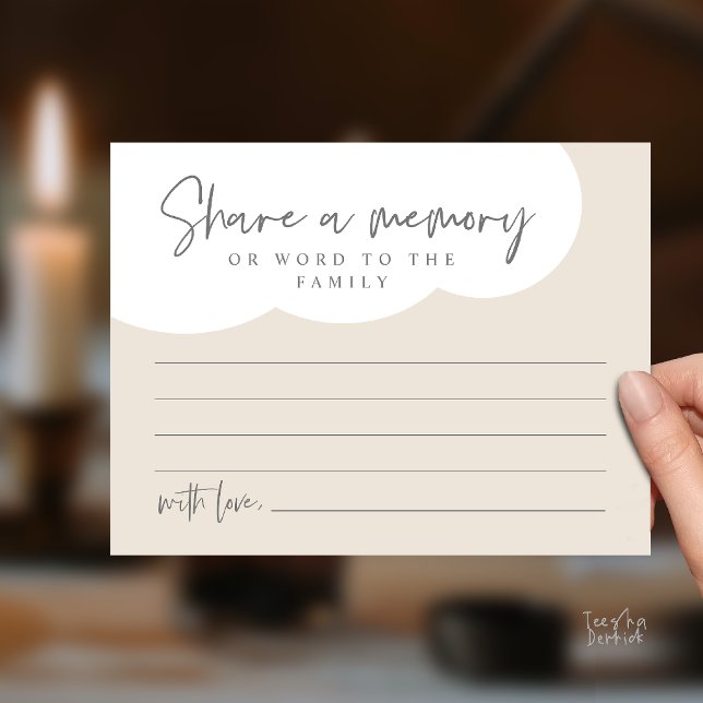 Postal Cartão de Memória de Serviço Funerário, Compartilh (Funeral Service, Share a memory Memorial, word to family Card in cream dark grey)