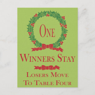 Postal Cartão de Mesa de Bunco de Natal Coroa de Azevinho