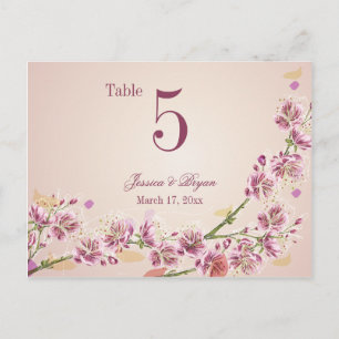Postal Cartão de mesa de casamento de flores de aquarela