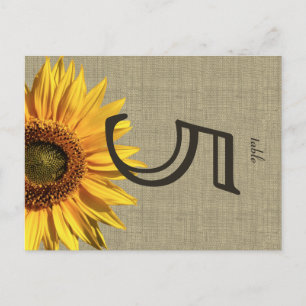 Postal Cartão de Mesa de Sunflower para Burlap