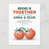 Cartão de mudança para casal de tomate fofo