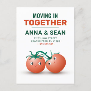 Postal Cartão de mudança para juntos com casal de tomate