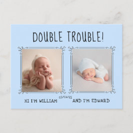 Postal Cartão de nascimento gêmeo, duas vezes o amor