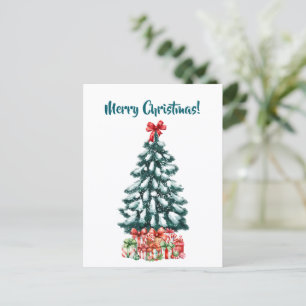 Postal Cartão de Natal Árvore de Natal Elegante e Nevada