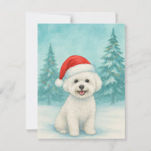 Postal Cartão de Natal Bichon Frise - Cartão de Férias