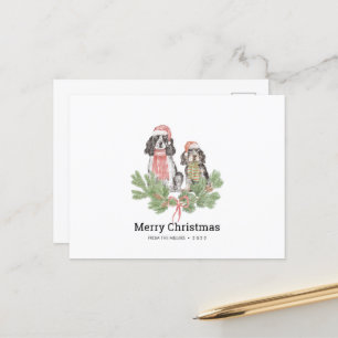 Postal Cartão de Natal com a família Springer Spaniel Dog