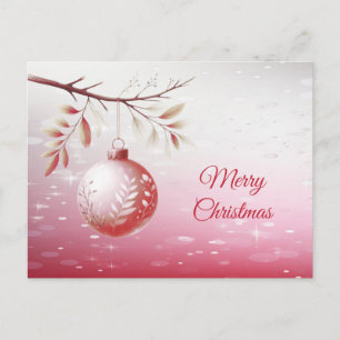 Postal Cartão de Natal com Bola Decorativa Rosa