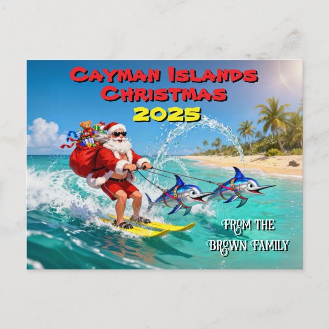 Postal Cartão de Natal das Ilhas Cayman (Frente)