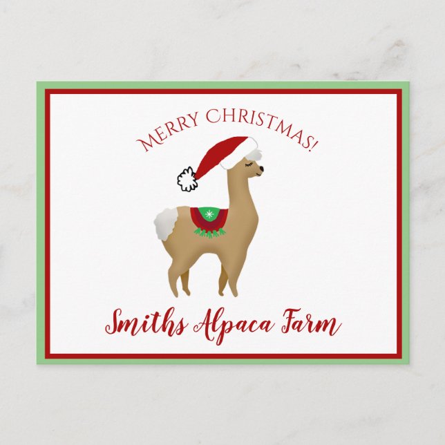 Postal Cartão de Natal de Alpaca (Frente)