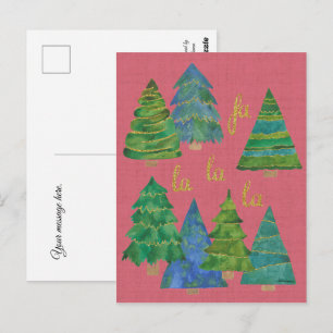 Postal Cartão de Natal de Aquarela Fa La La com Acentos D