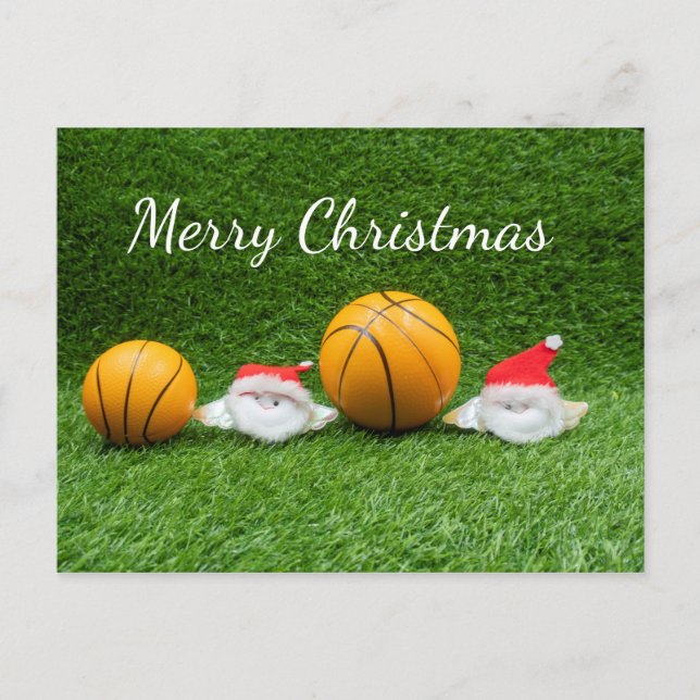 Postal Cartão de Natal de Basquete com Papai Noel (Frente)