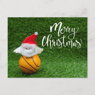Postal Cartão de Natal de Basquete com Papai Noel