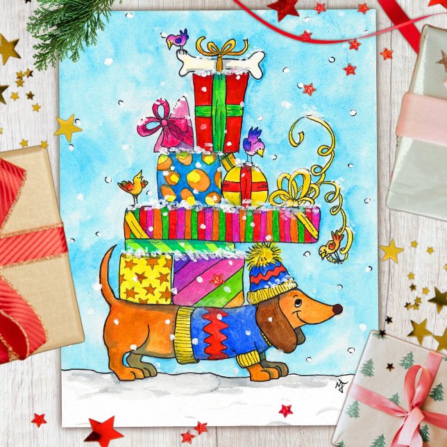 Postal Cartão de Natal de cachorro fofo (Criador carregado)