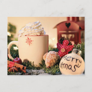 Postal Cartão de Natal de Chocolate Quente Merry Xmas