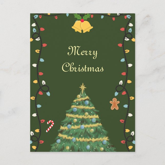 Postal Cartão de Natal de Férias das Luzes de Ornamento (Frente)