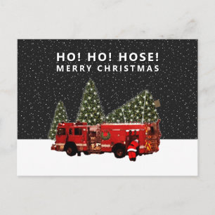 Postal Cartão de Natal de Férias de Bombeiro