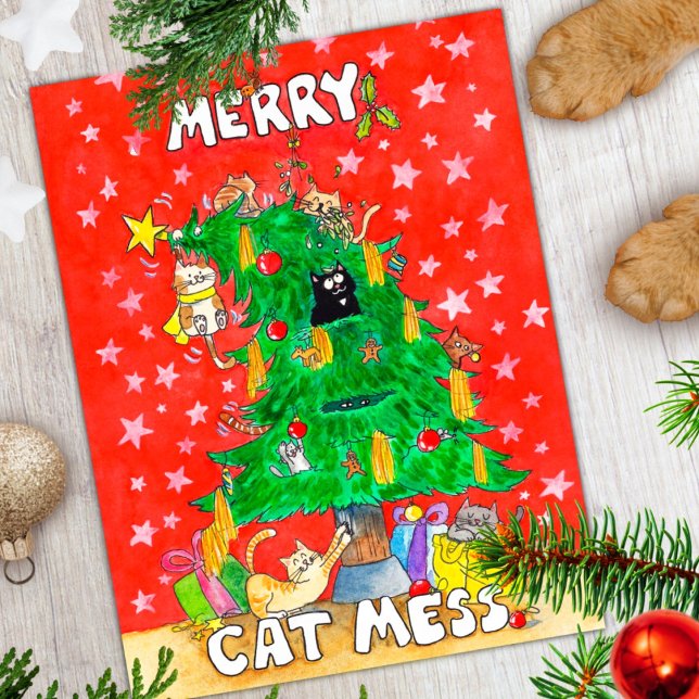 Postal Cartão de Natal de gato engraçado (Criador carregado)