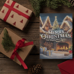 Postal Cartão de Natal de Lareira