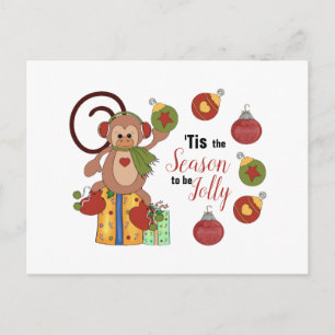 Postal Cartão de Natal de Macaco