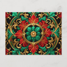Cartão de Natal Decorativo Verde Vermelho