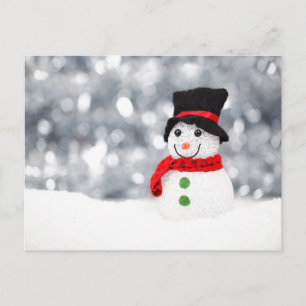 Postal Cartão de Natal do Boneco de Neve Reluzente
