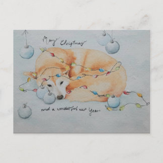 Postal Cartão de Natal do cão Shiba Inu