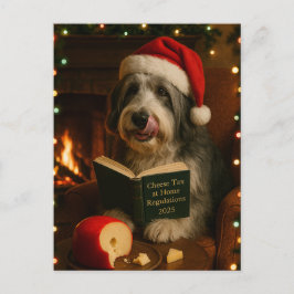 Postal Cartão de Natal do collie barbudo 'Imposto sobre Q
