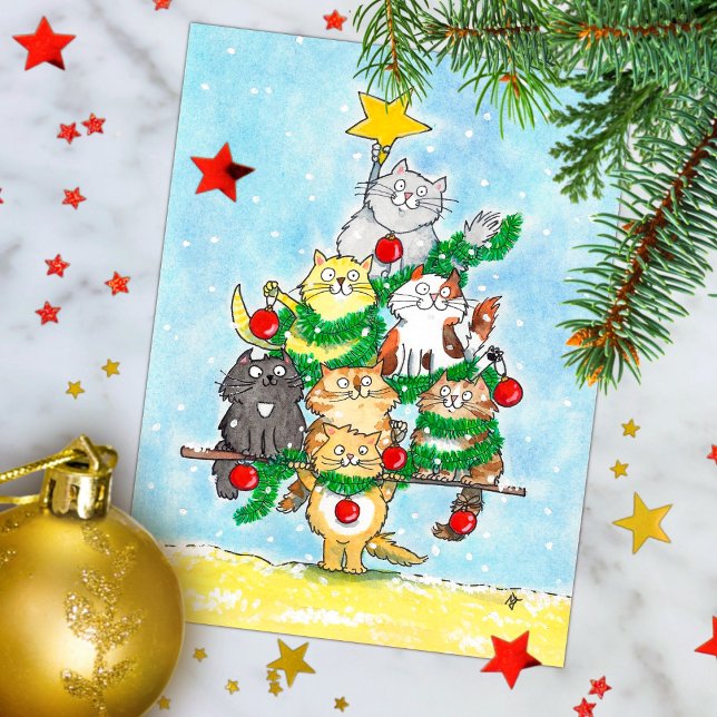 Postal cartão de natal do gato Feliz Natal (Criador carregado)