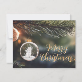 Postal Cartão de Natal do Lobo de Inverno com Flores