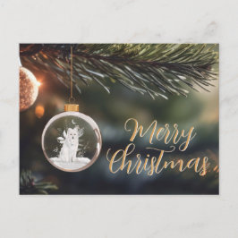 Postal Cartão de Natal do Lobo de Inverno com Flores