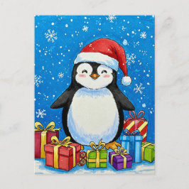 Postal Cartão de Natal do Pinguim Alegre