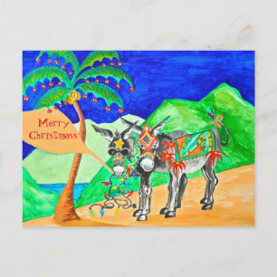 Postal Cartão de Natal Donkey