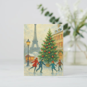 Postal Cartão de Natal em Paris – Torre Eiffel no Inverno