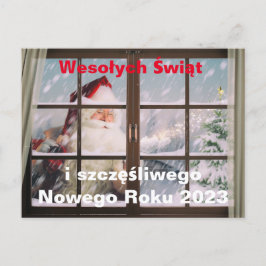 Postal Cartão de Natal em polonês Wesołych Świąt Ano Novo