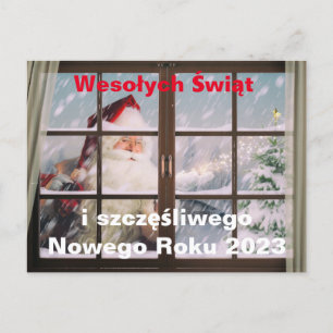 Postal Cartão de Natal em polonês Wesołych Świąt Ano Novo