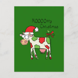 Postal Cartão de Natal Engraçado de Vaca