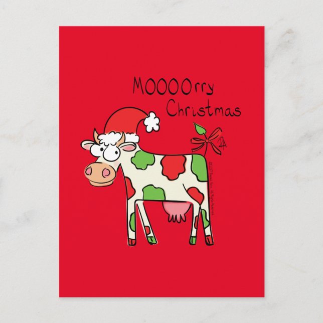 Postal Cartão de Natal Engraçado de Vaca (Frente)
