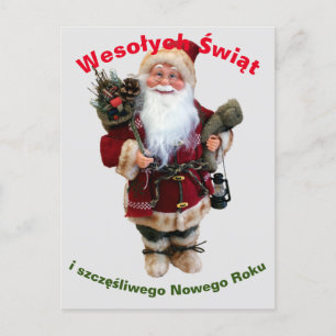 Postal Cartão de Natal Feliz em polonês Wesołych Świąt