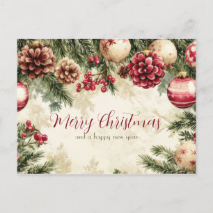 Postal Cartão de Natal festivo e elegante