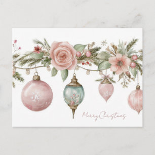 Postal Cartão de Natal Festivo e Elegante com Bolas