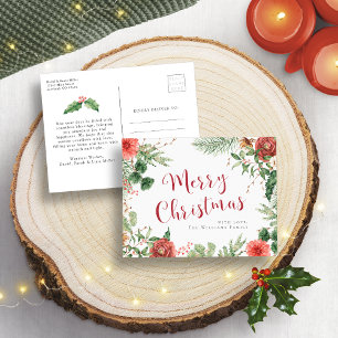 Postal Cartão de Natal Floral de Férias